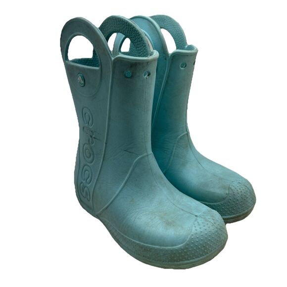 Kids Crocs Rain Boots Size J 2 Childrens Unisex Sky Blue Rainboots - Picture 3 of 11